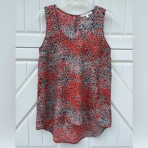 Daniel Rainn Sleeveless Leopard Print Size S Coral Red Aqua Blue Black Top